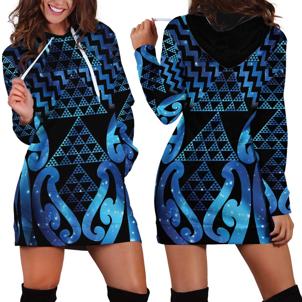 Taniko Motifs Matariki New Zealand Hoodie Dress NZ Niho Taniwha Poutama LT14 - Polynesian Pride