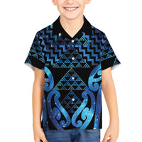 Taniko Motifs Matariki New Zealand Kid Hawaiian Shirt NZ Niho Taniwha Poutama LT14 Kid Blue - Polynesian Pride
