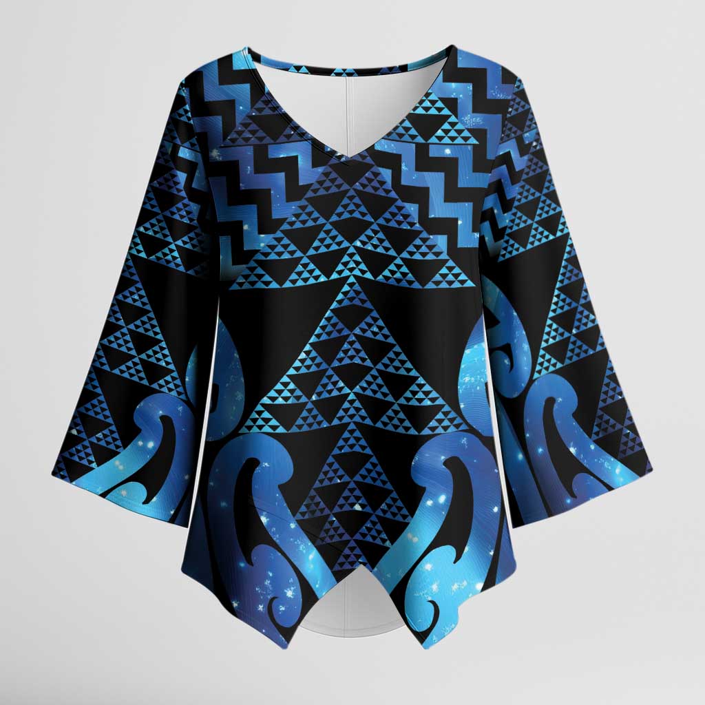 Taniko Motifs Matariki New Zealand Kimono Sleeve Blouse NZ Niho Taniwha Poutama