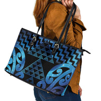 Taniko Motifs Matariki New Zealand Leather Tote Bag NZ Niho Taniwha Poutama