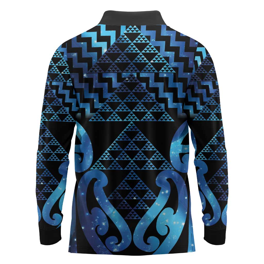 Taniko Motifs Matariki New Zealand Long Sleeve Polo Shirt NZ Niho Taniwha Poutama LT14 - Polynesian Pride