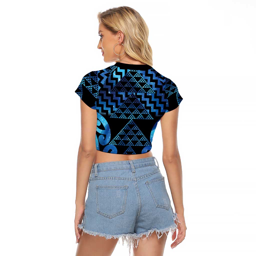 Taniko Motifs Matariki New Zealand Raglan Cropped T Shirt NZ Niho Taniwha Poutama LT14 - Polynesian Pride