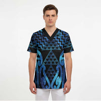 Taniko Motifs Matariki New Zealand Scrub Top NZ Niho Taniwha Poutama