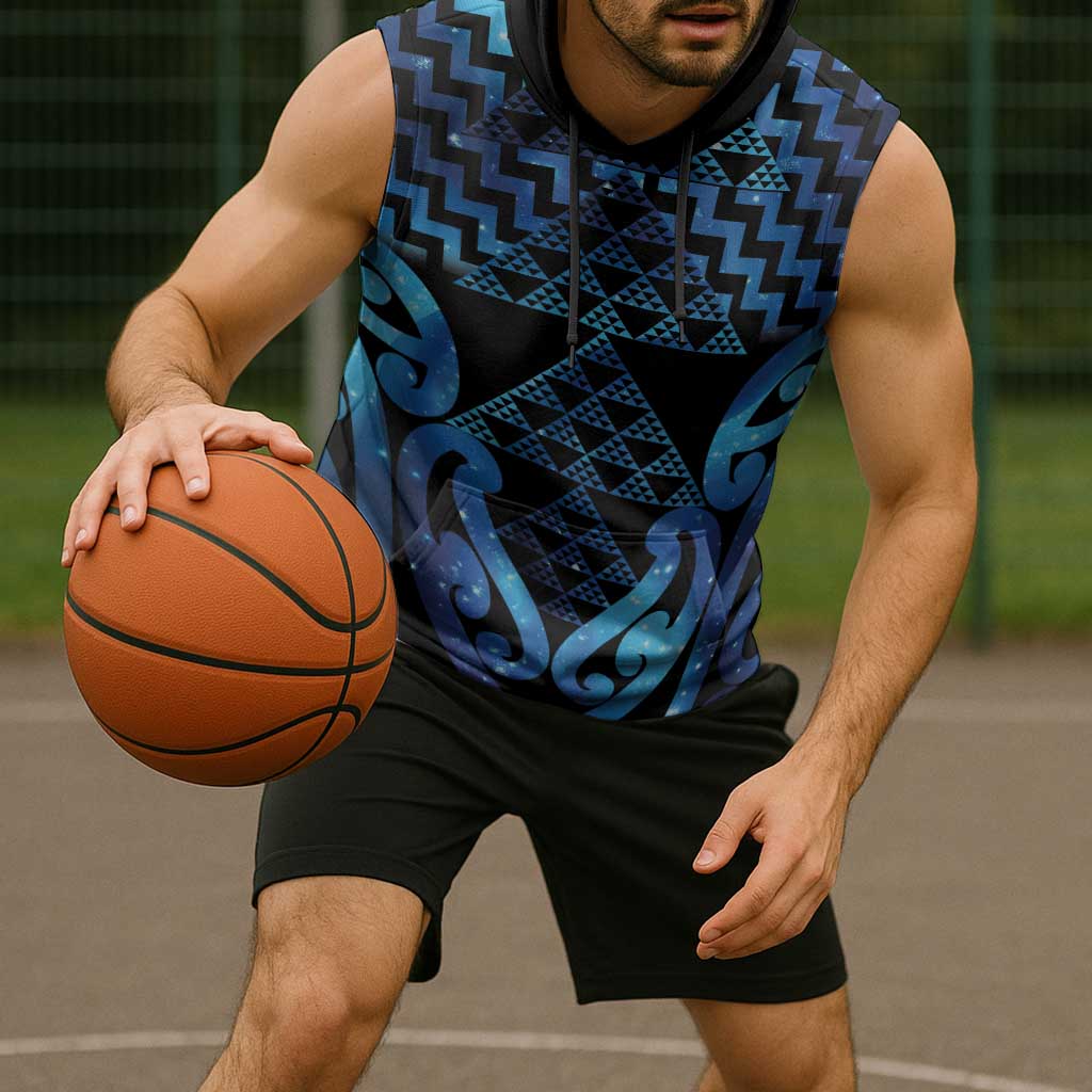 Taniko Motifs Matariki New Zealand Sleeveless Hoodie NZ Niho Taniwha Poutama LT14 - Polynesian Pride