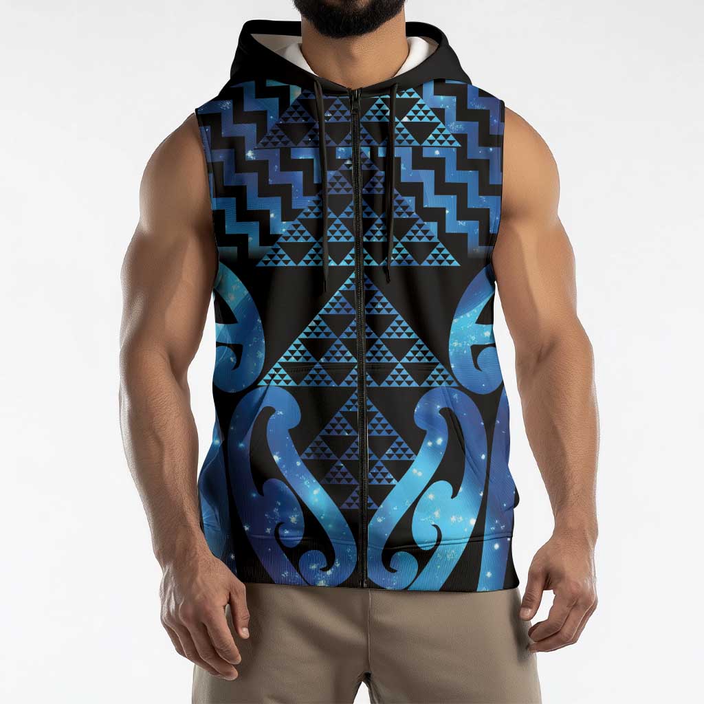 Taniko Motifs Matariki New Zealand Sleeveless Zip Hoodie NZ Niho Taniwha Poutama LT14 - Polynesian Pride