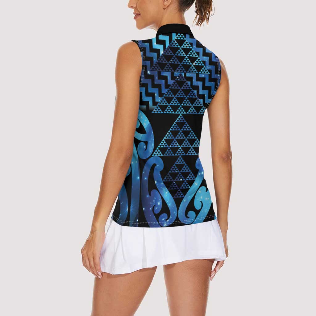 Taniko Motifs Matariki New Zealand Women Sleeveless Polo Shirt NZ Niho Taniwha Poutama LT14 - Polynesian Pride