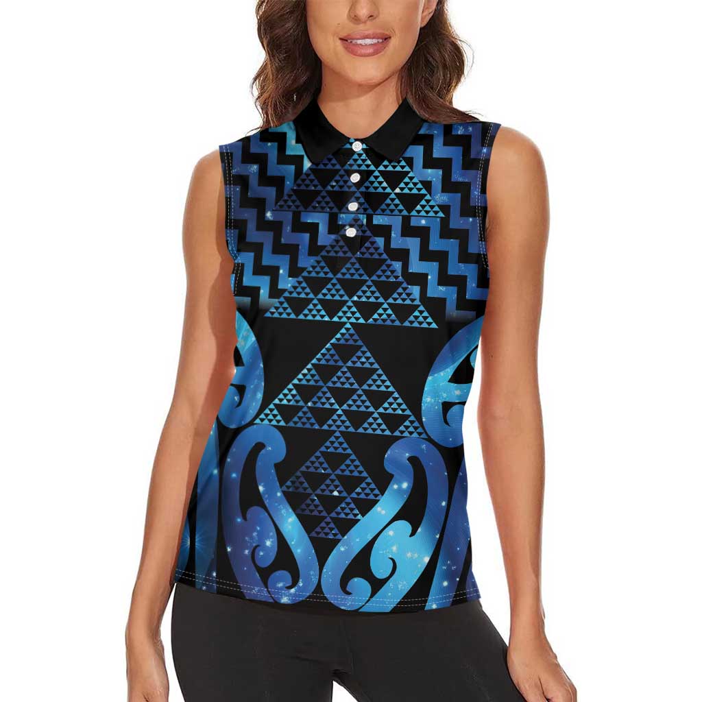 Taniko Motifs Matariki New Zealand Women Sleeveless Polo Shirt NZ Niho Taniwha Poutama LT14 - Polynesian Pride