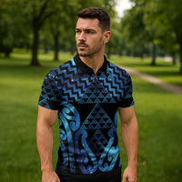 Taniko Motifs Matariki New Zealand Zipper Polo Shirt NZ Niho Taniwha Poutama LT14 - Polynesian Pride