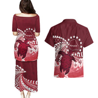 Cook Islands Mangaia Gospel Day Couples Matching Puletasi and Hawaiian Shirt Polynesian Art With Sea Turtle LT14 - Polynesian Pride