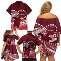 Cook Islands Mangaia Gospel Day Family Matching Off Shoulder Short Dress and Hawaiian Shirt Polynesian Art With Sea Turtle LT14 - Polynesian Pride