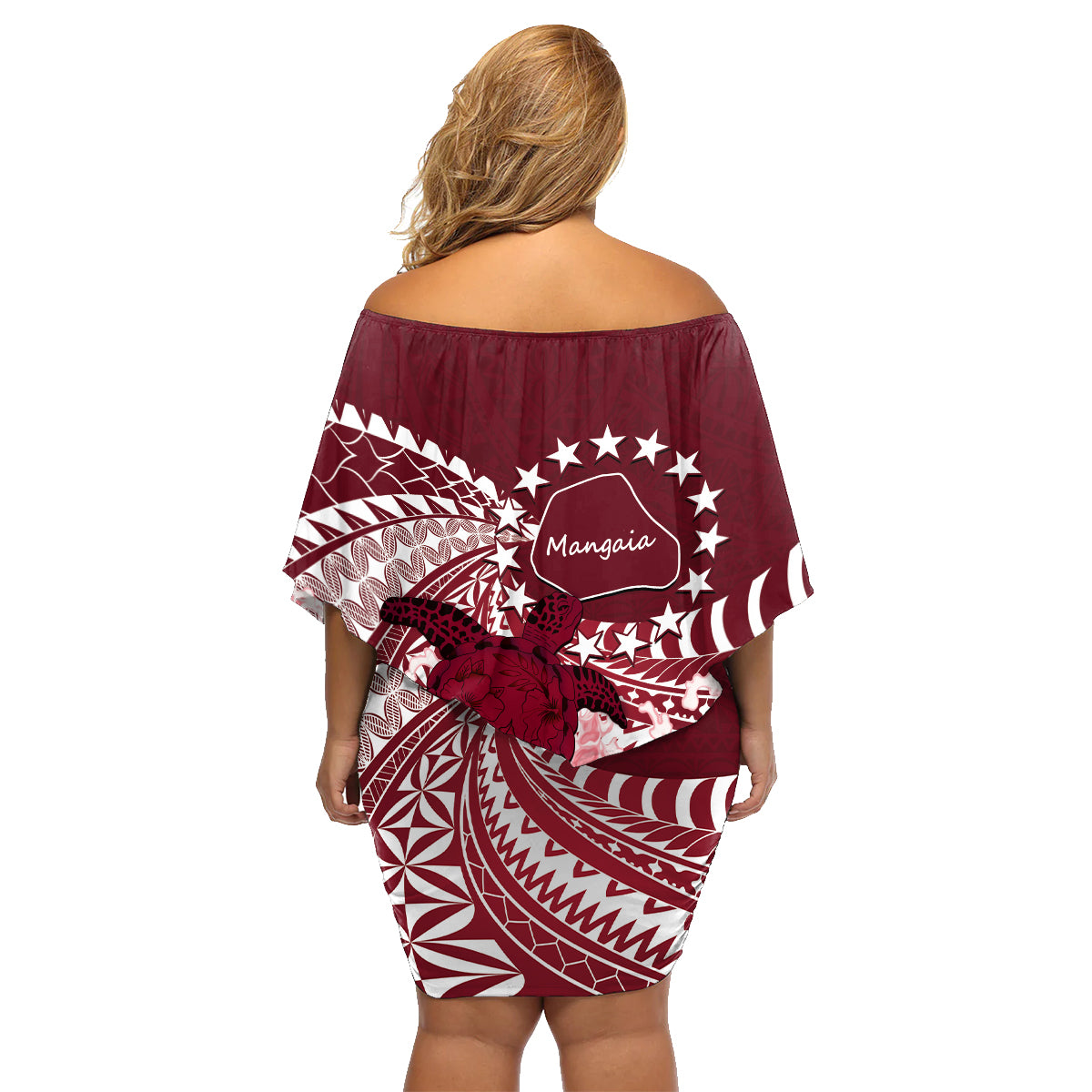 Cook Islands Mangaia Gospel Day Family Matching Off Shoulder Short Dress and Hawaiian Shirt Polynesian Art With Sea Turtle LT14 - Polynesian Pride