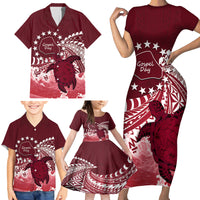 Cook Islands Mangaia Gospel Day Family Matching Short Sleeve Bodycon Dress and Hawaiian Shirt Polynesian Art With Sea Turtle LT14 - Polynesian Pride