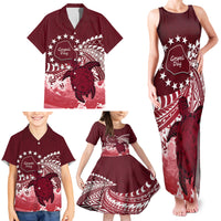 Cook Islands Mangaia Gospel Day Family Matching Tank Maxi Dress and Hawaiian Shirt Polynesian Art With Sea Turtle LT14 - Polynesian Pride