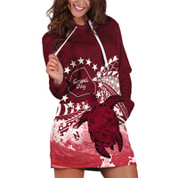 Cook Islands Mangaia Gospel Day Hoodie Dress Polynesian Art With Sea Turtle LT14 Maroon - Polynesian Pride