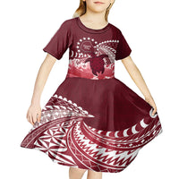 Cook Islands Mangaia Gospel Day Kid Short Sleeve Dress Polynesian Art With Sea Turtle LT14 - Polynesian Pride