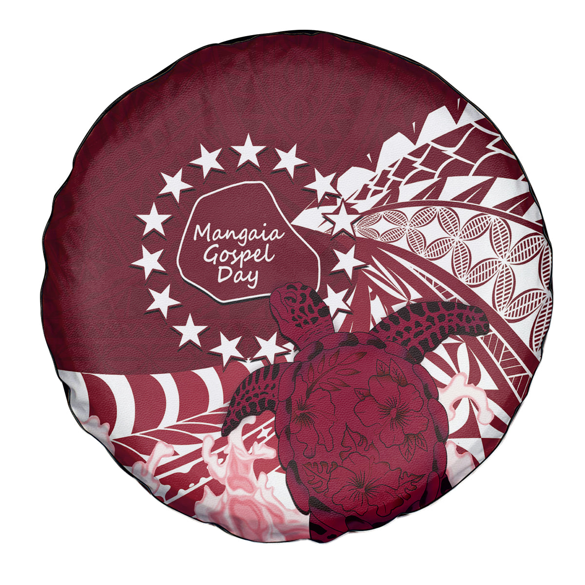 Cook Islands Mangaia Gospel Day Spare Tire Cover Polynesian Art With Sea Turtle LT14 - Polynesian Pride