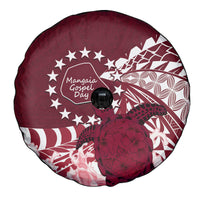 Cook Islands Mangaia Gospel Day Spare Tire Cover Polynesian Art With Sea Turtle LT14 - Polynesian Pride