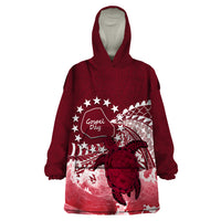 Cook Islands Mangaia Gospel Day Wearable Blanket Hoodie Polynesian Art With Sea Turtle LT14 One Size Maroon - Polynesian Pride