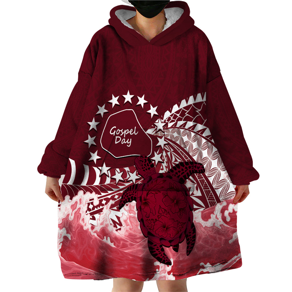 Cook Islands Mangaia Gospel Day Wearable Blanket Hoodie Polynesian Art With Sea Turtle LT14 - Polynesian Pride