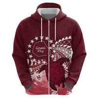 Cook Islands Mangaia Gospel Day Zip Hoodie Polynesian Art With Sea Turtle LT14 - Polynesian Pride