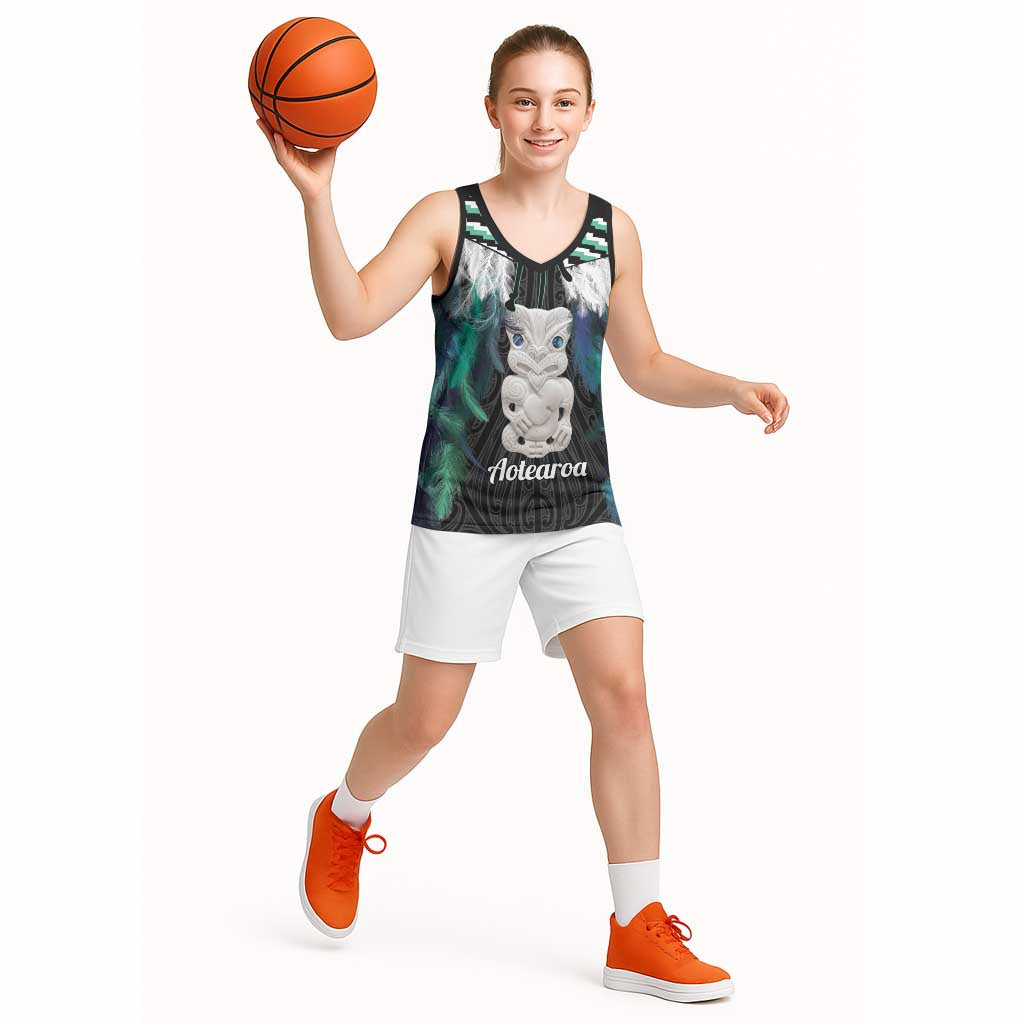 Aotearoa Korowai Motif Basketball Jersey Hei Tiki Poutama Maori Pattern - Polynesian Pride