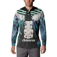 Aotearoa Korowai Motif Button Sweatshirt Hei Tiki Poutama Maori Pattern