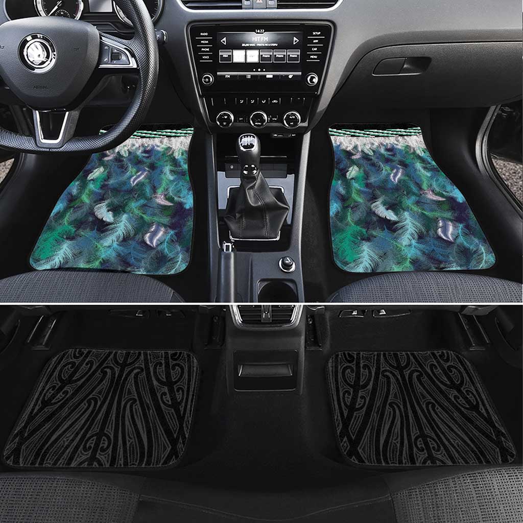 Aotearoa Korowai Motif Car Mats Hei Tiki Poutama Maori Pattern LT14 Set 4pcs Turquoise - Polynesian Pride