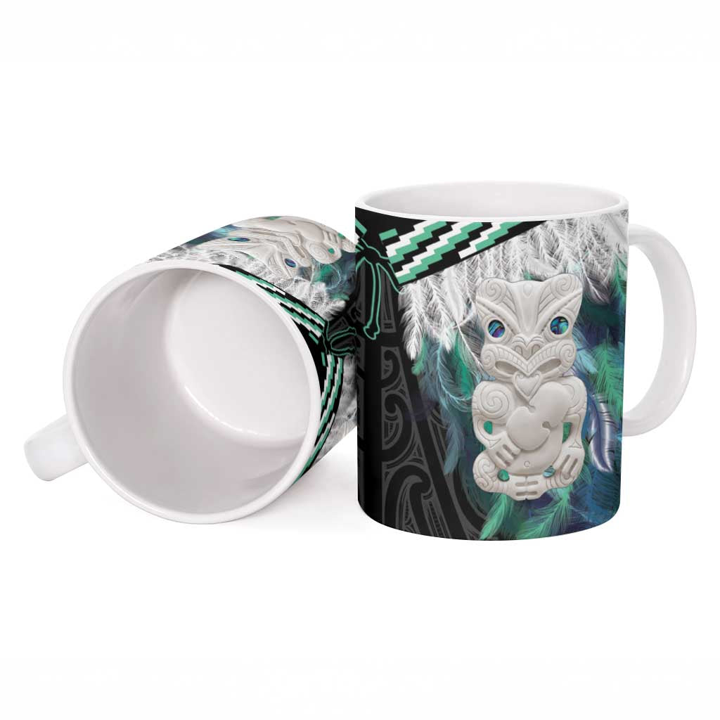 Aotearoa Korowai Motif Ceramic Mug Hei Tiki Poutama Maori Pattern - Polynesian Pride