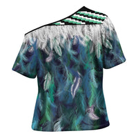 Aotearoa Korowai Motif Cross Shoulder Shirt Hei Tiki Poutama Maori Pattern - Polynesian Pride