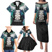 Aotearoa Korowai Motif Family Matching Puletasi and Hawaiian Shirt Hei Tiki Poutama Maori Pattern LT14 - Polynesian Pride