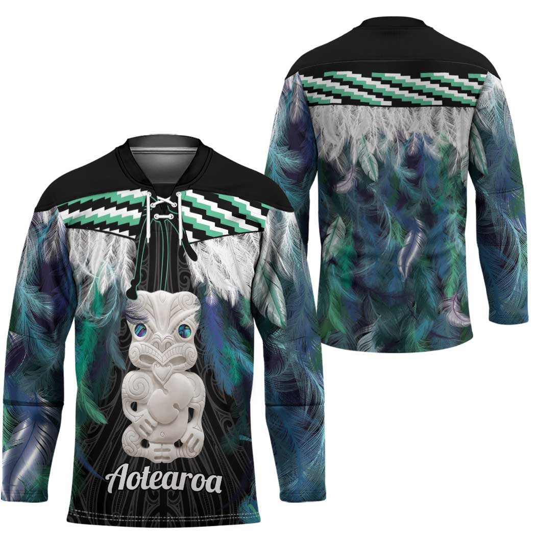 Aotearoa Korowai Motif Hockey Jersey Hei Tiki Poutama Maori Pattern - Polynesian Pride