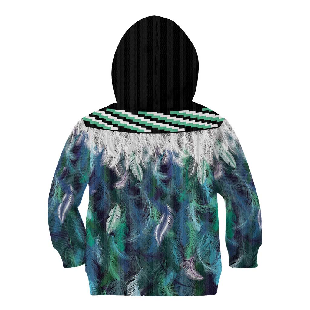 Aotearoa Korowai Motif Kid Hoodie Hei Tiki Poutama Maori Pattern