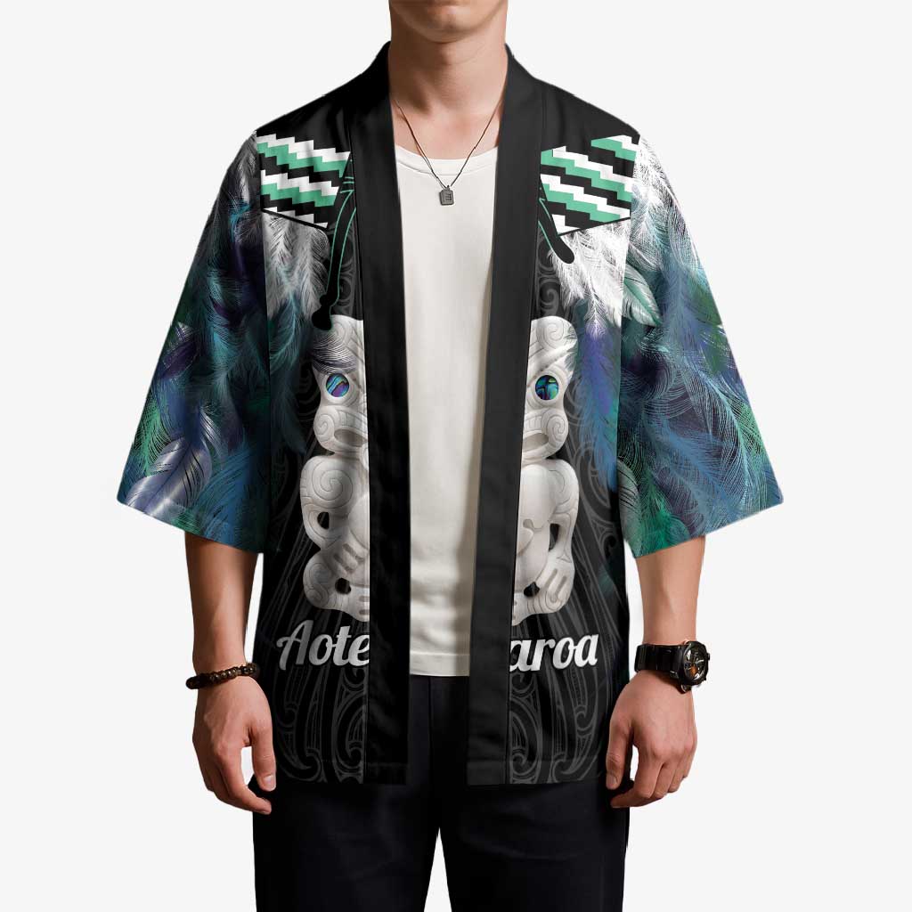 Aotearoa Korowai Motif Kimono Hei Tiki Poutama Maori Pattern - Polynesian Pride