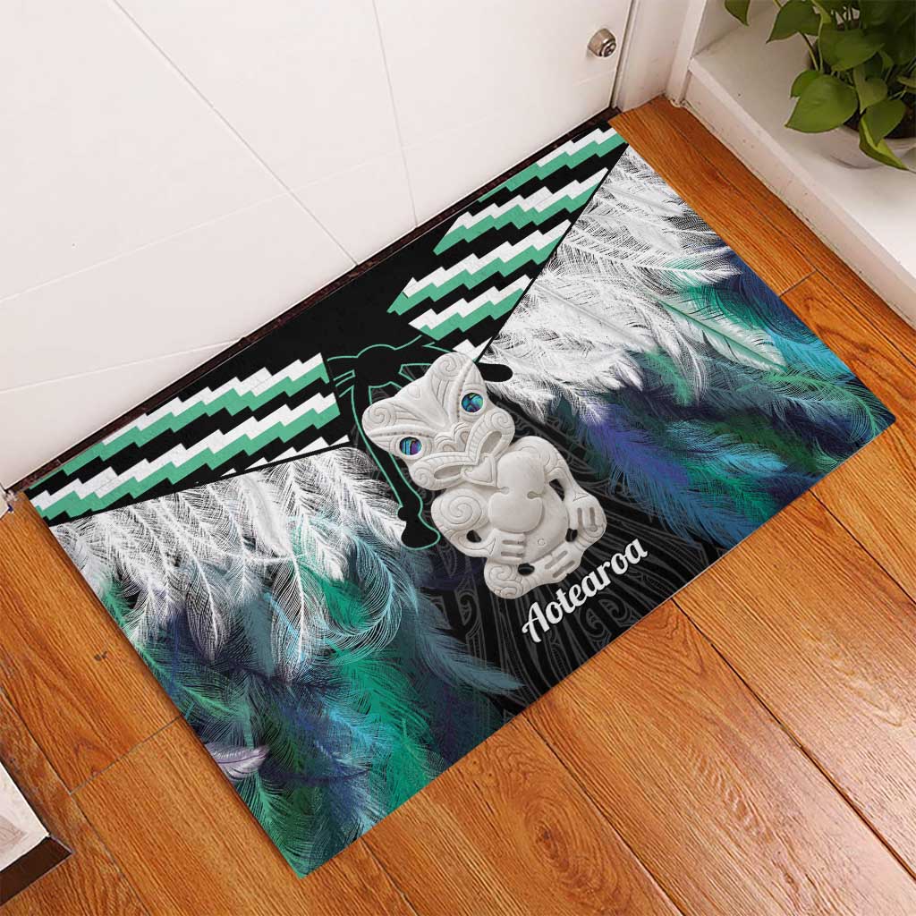 Aotearoa Korowai Motif Rubber Doormat Hei Tiki Poutama Maori Pattern