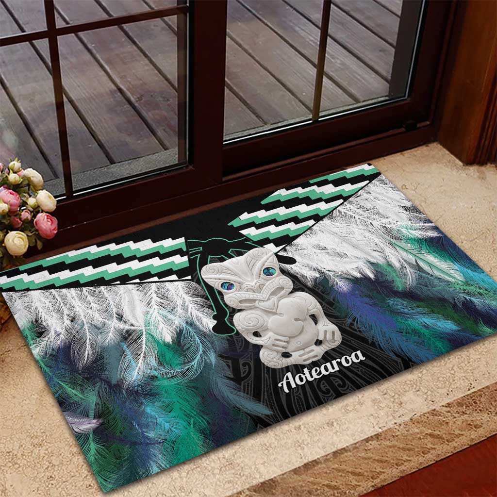 Aotearoa Korowai Motif Rubber Doormat Hei Tiki Poutama Maori Pattern