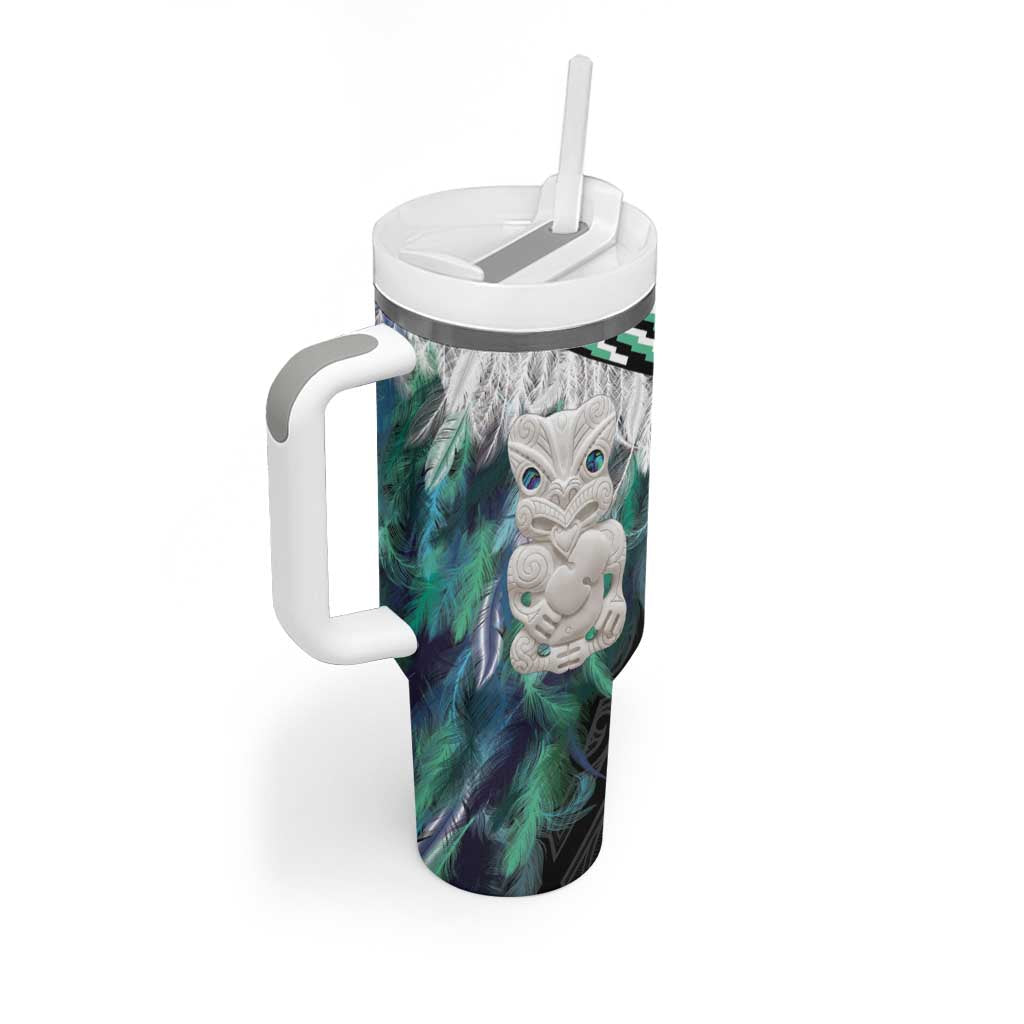 Aotearoa Korowai Motif Tumbler With Handle Hei Tiki Poutama Maori Pattern