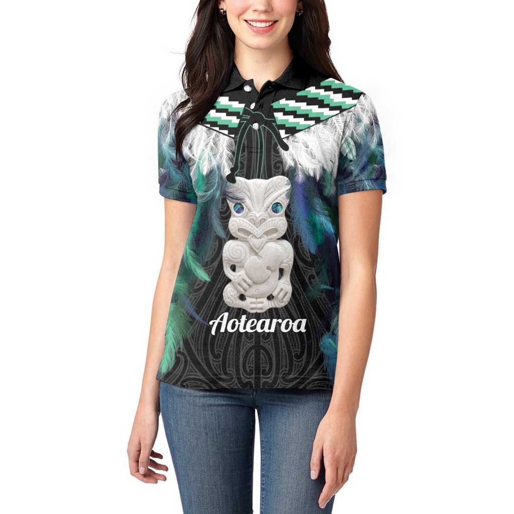 Aotearoa Korowai Motif Women Polo Shirt Hei Tiki Poutama Maori Pattern LT14 - Polynesian Pride