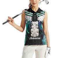 Aotearoa Korowai Motif Women Sleeveless Polo Shirt Hei Tiki Poutama Maori Pattern LT14 - Polynesian Pride