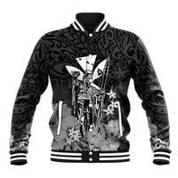 Personalised King Kamehameha Day Hawaii Baseball Jacket Polynesia Tribal Kanaka And Hibiscus Black LT14 Unisex Black - Polynesian Pride