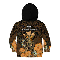 Polynesian Pride King Kamehameha Day Hawaii Kid Hoodie Polynesia Tribal Kanaka And Hibiscus Gold LT14 - Polynesian Pride