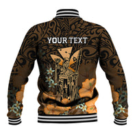 Personalised King Kamehameha Day Hawaii Baseball Jacket Polynesia Tribal Kanaka And Hibiscus Gold LT14 - Polynesian Pride