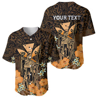 Personalised King Kamehameha Day Hawaii Baseball Jersey Polynesia Tribal Kanaka And Hibiscus Gold LT14 - Polynesian Pride