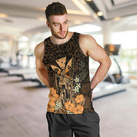 Personalised King Kamehameha Day Hawaii Men Tank Top Polynesia Tribal Kanaka And Hibiscus Gold LT14 - Polynesian Pride