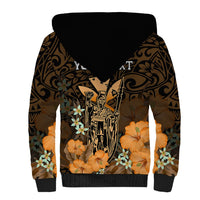 Personalised King Kamehameha Day Hawaii Sherpa Hoodie Polynesia Tribal Kanaka And Hibiscus Gold LT14 - Polynesian Pride