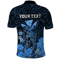 Custom King Kamehameha Day Hawaii Polo Shirt Polynesia Tribal Kanaka and Hibiscus Blue LT14 - Polynesian Pride