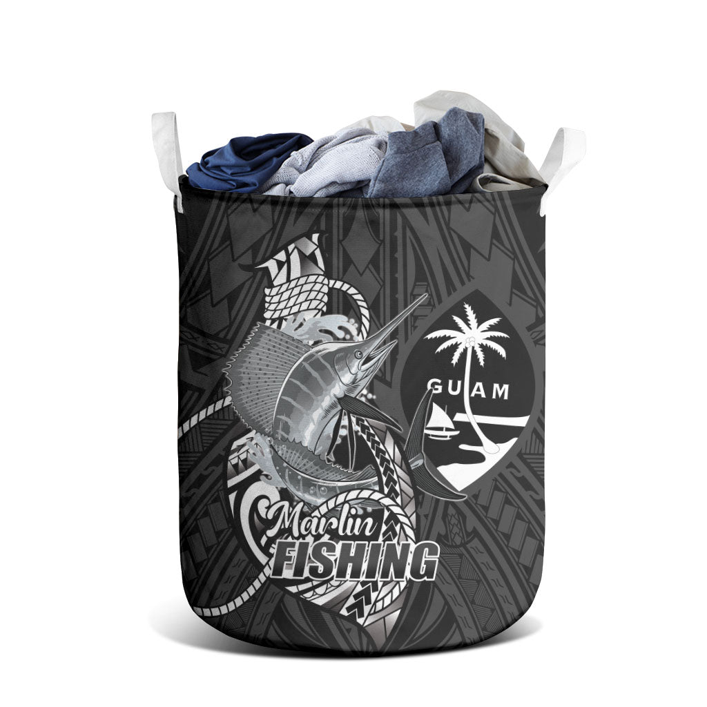 Guam Blue Marlin Fishing Laundry Basket Guahan Fish Hook Tattoo Black Version