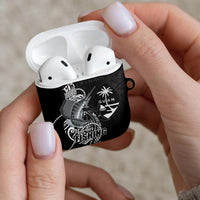 Guam Blue Marlin Fishing AirPods Case Guahan Fish Hook Tattoo Black Version