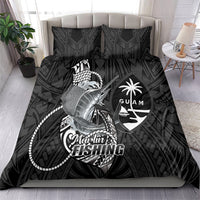 Guam Blue Marlin Fishing Bedding Set Guahan Fish Hook Tattoo Black Version