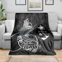Guam Blue Marlin Fishing Blanket Guahan Fish Hook Tattoo Black Version