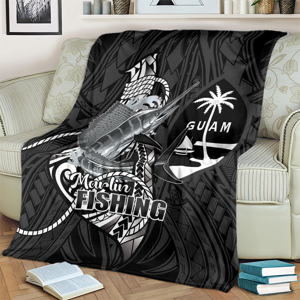 Guam Blue Marlin Fishing Blanket Guahan Fish Hook Tattoo Black Version